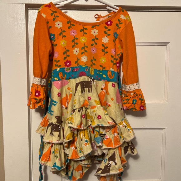 Jelly The Pug Girls Size 4T  Dress Ruffle Animal Print Fox News Dress - Picture 3 of 6